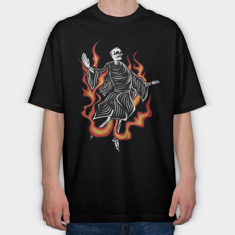 Flaming Grim Reaper, Tricou Oversize Barbati (Unisex)