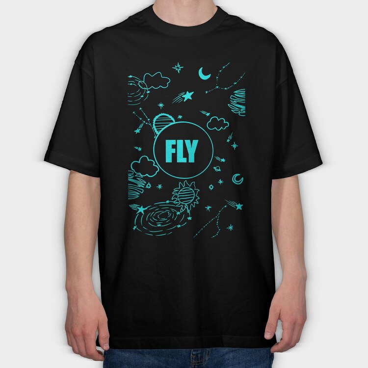 Fly Night Sky, Tricou Oversize Barbati (Unisex)