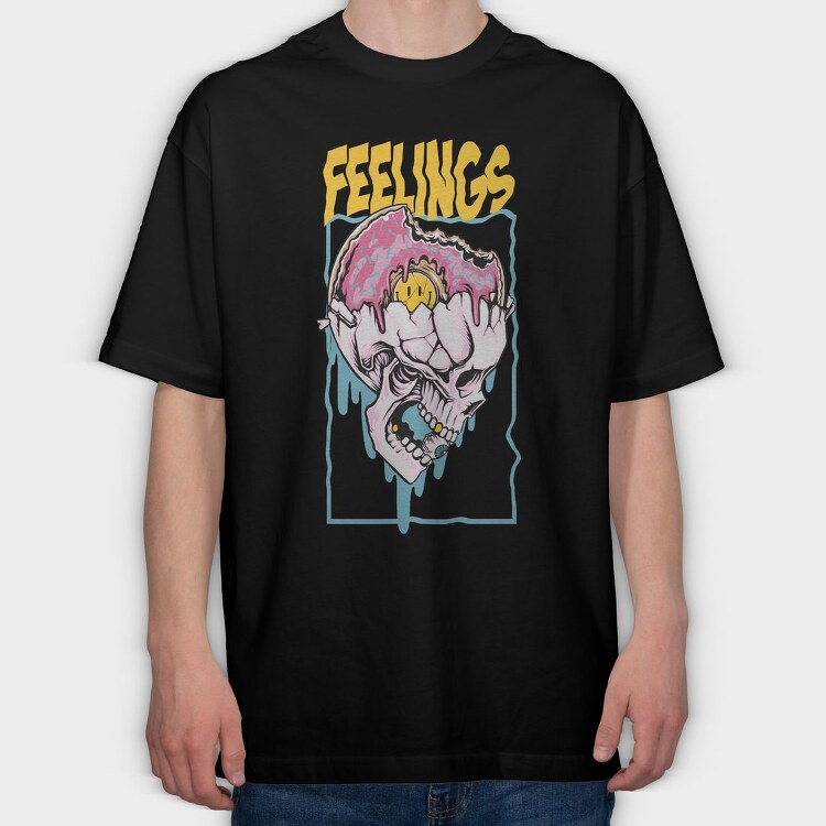 Donut Skull Feelings, Tricou Oversize Barbati (Unisex)