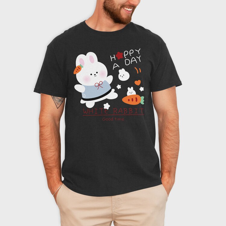Happy Rabbit Carrot, Tricou Barbati (Unisex)