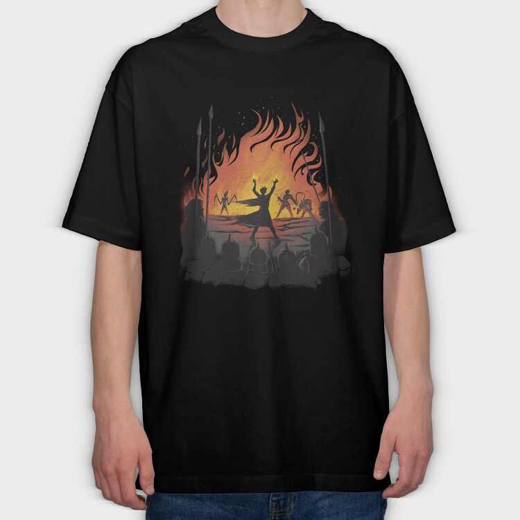 Wizard Fire Wall, Tricou Oversize Barbati (Unisex)