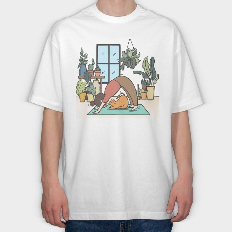 Yoga Cat Zen Studio, Tricou Oversize Barbati (Unisex)