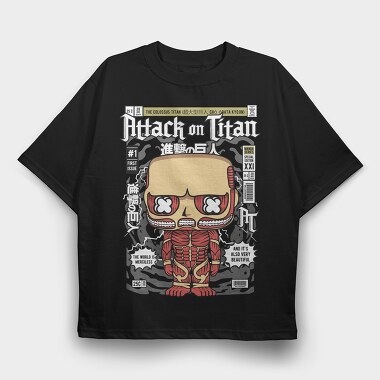 Attack Titan Pop Art, Tricou Oversize Barbati (Unisex)