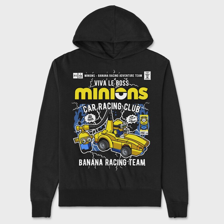 Banana Racing Minions, Hanorac Oversize Barbati (Unisex)