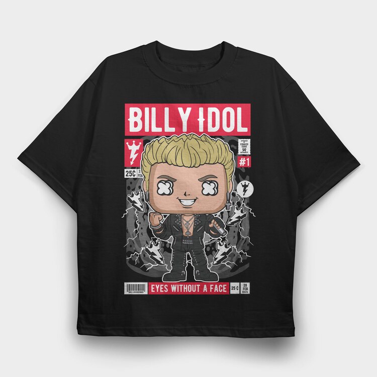 Billy Idol Pop Vinyl, Tricou Oversize Barbati (Unisex)