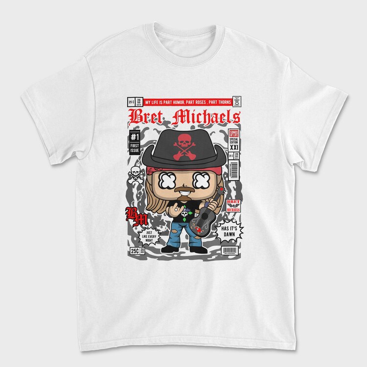 Brets Rockin Skull Guitar, Tricou Barbati (Unisex)