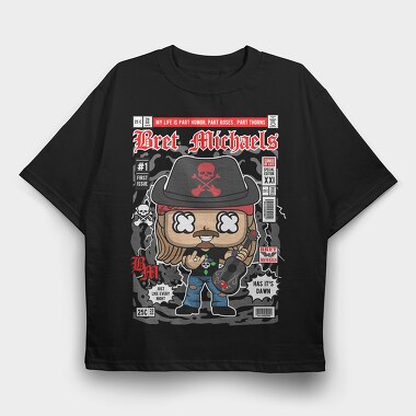 Brets Rockin Skull Guitar, Tricou Oversize Barbati (Unisex)