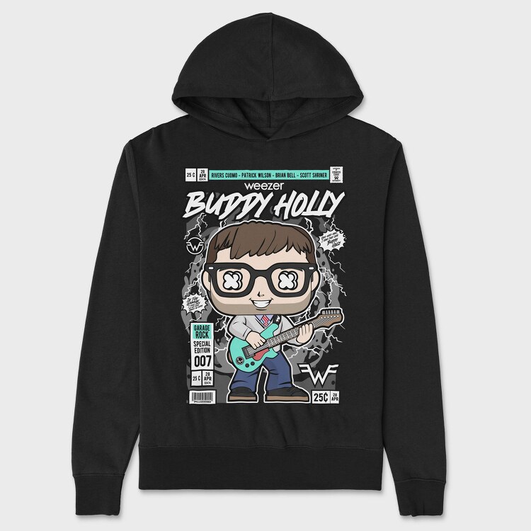 Buddy Holly Rockstar, Hanorac Oversize Barbati (Unisex)
