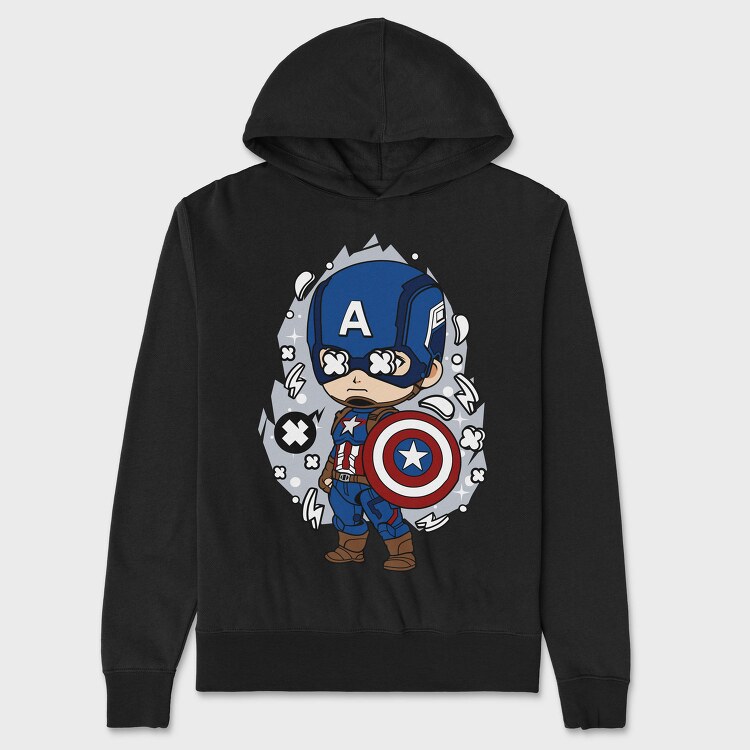 Captain America Chibi, Hanorac Oversize Barbati (Unisex)