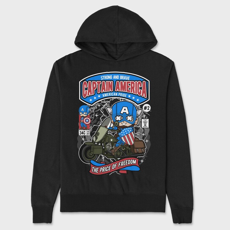 Captain America Motorbike, Hanorac Oversize Barbati (Unisex)