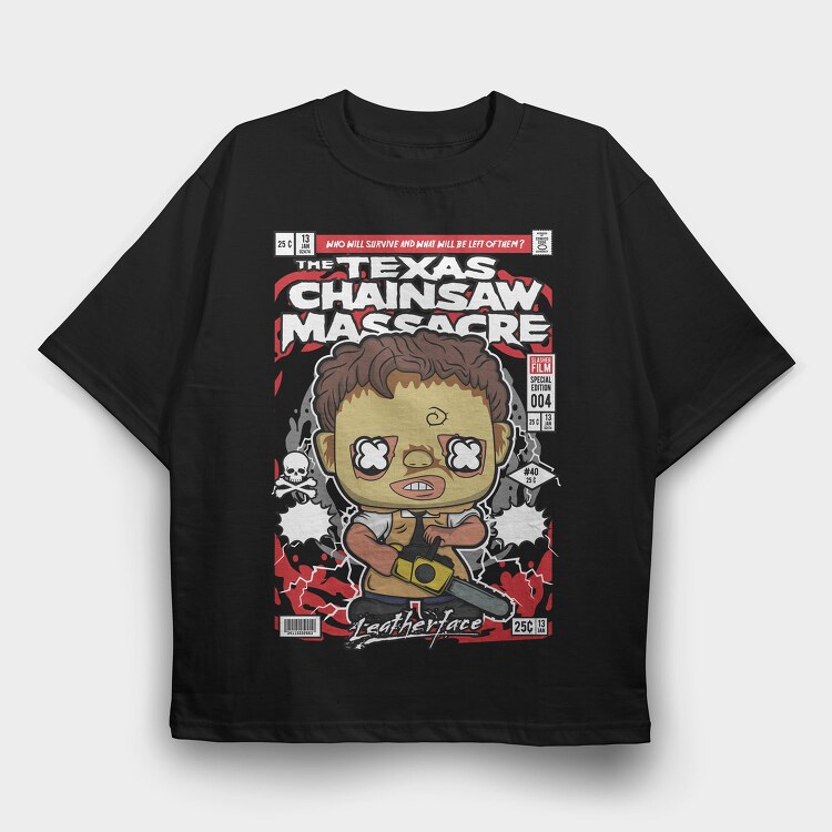 Chainsaw Massacre Chibi, Tricou Oversize Barbati (Unisex)