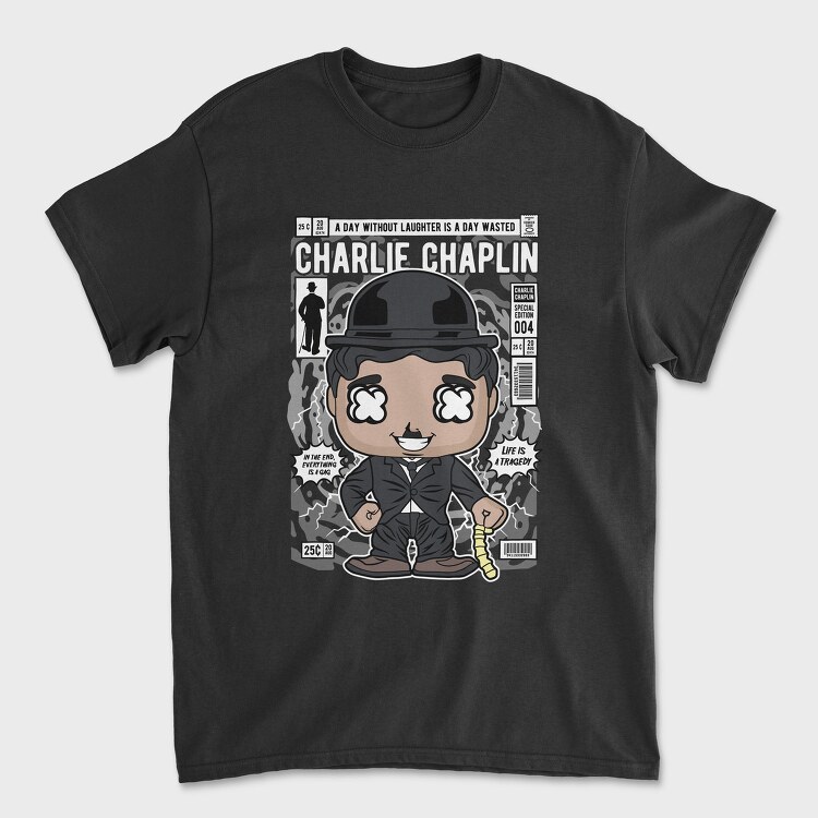Charlie Chaplin Comic, Tricou Barbati (Unisex)