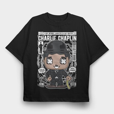 Charlie Chaplin Comic, Tricou Oversize Barbati (Unisex)