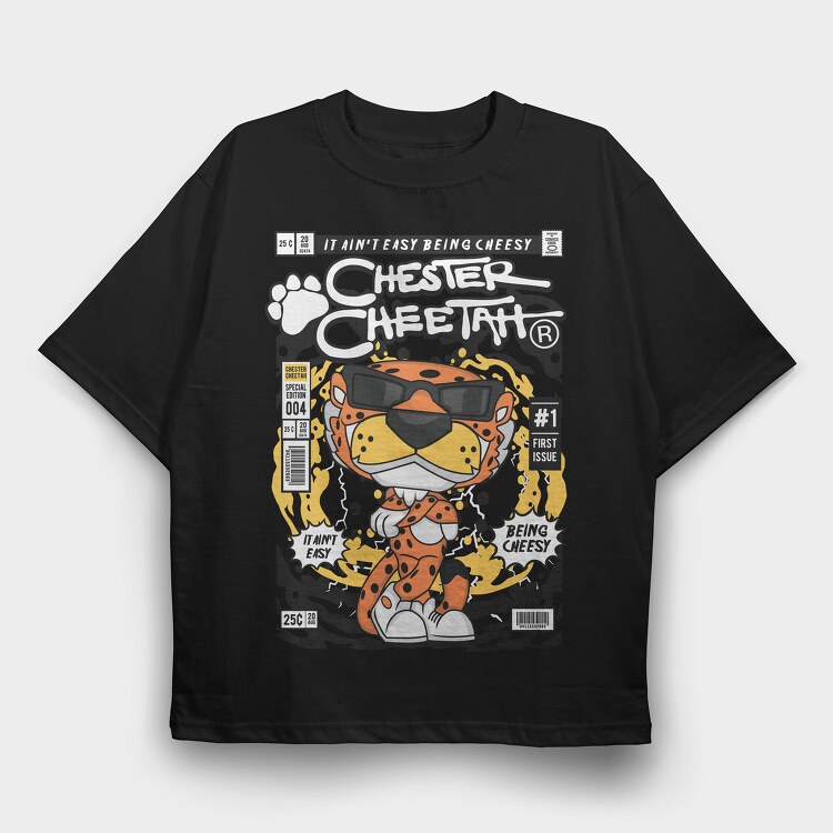 Cheesy Cheetah Vibes, Tricou Oversize Barbati (Unisex)