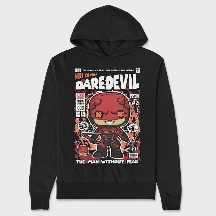 Daredevil Comic Chibi, Hanorac Oversize Barbati (Unisex)