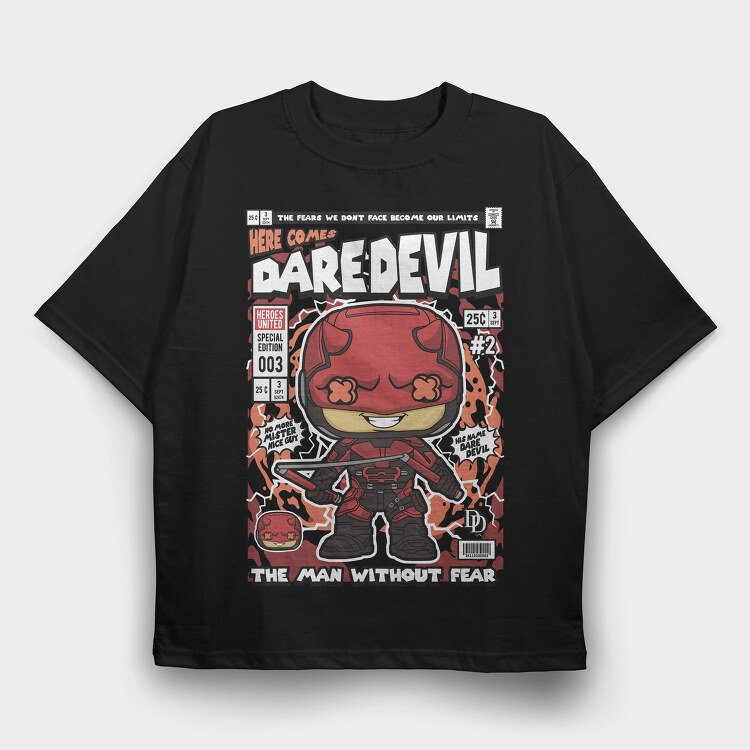 Daredevil Comic Chibi, Tricou Oversize Barbati (Unisex)