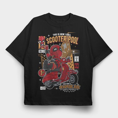 Deadpool Scooter Rider, Tricou Oversize Barbati (Unisex)