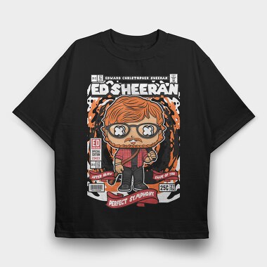 Ed Sheeran Comic Pop Art, Tricou Oversize Barbati (Unisex)