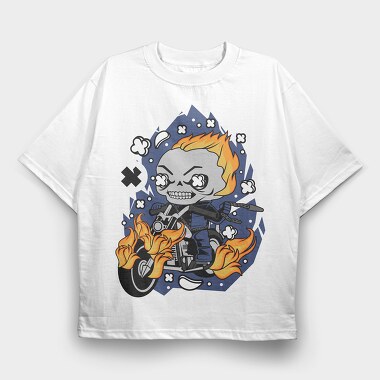 Flame Rider Skull, Tricou Oversize Barbati (Unisex)