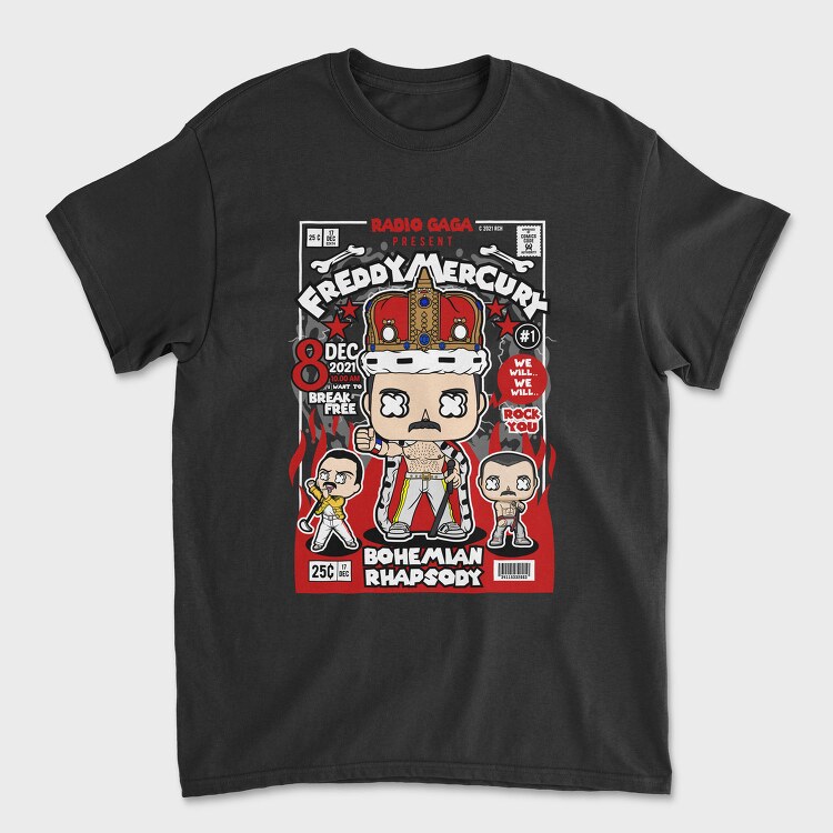 Funko Freddy Mercury Rock King, Tricou Barbati (Unisex)