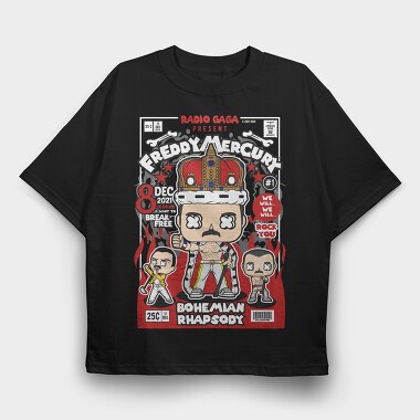 Funko Freddy Mercury Rock King, Tricou Oversize Barbati (Unisex)