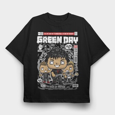 Green Day Comic Pop, Tricou Oversize Barbati (Unisex)