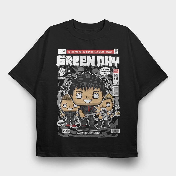 Green Day Comic Pop, Tricou Oversize Barbati (Unisex)