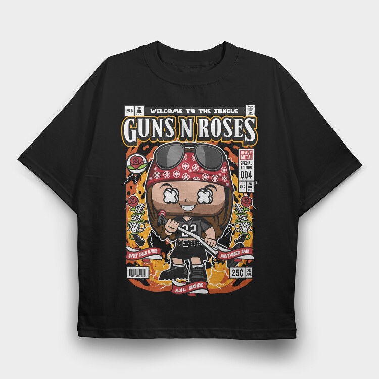 Guns N Roses Chibi, Tricou Oversize Barbati (Unisex)