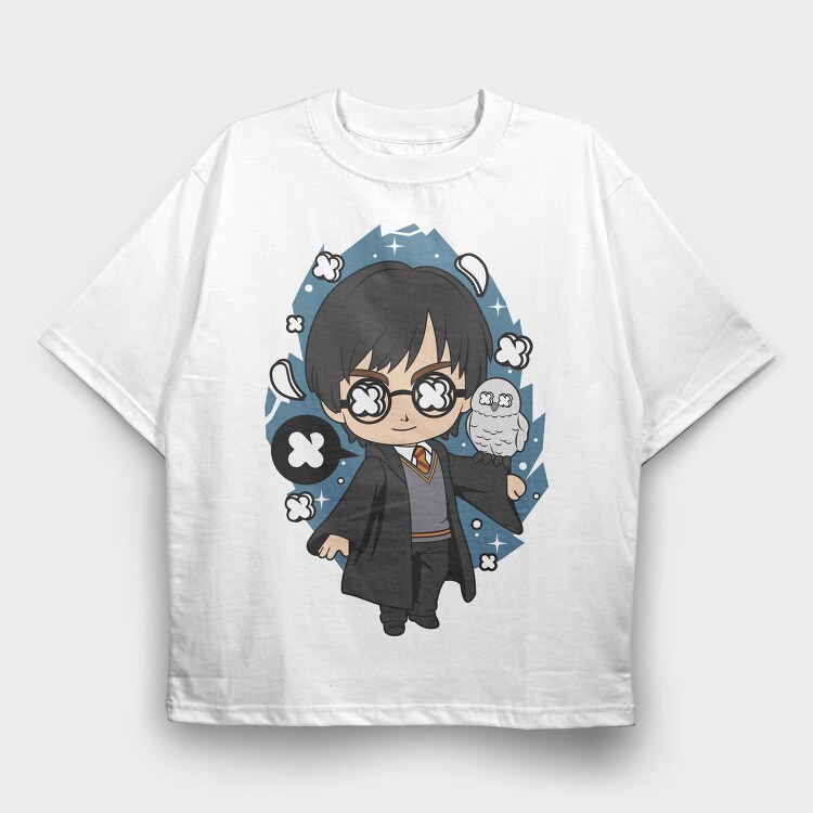 Harry Potter Chibi Magic, Tricou Oversize Barbati (Unisex)
