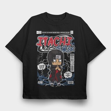 Itachi Chibi Rebellion, Tricou Oversize Barbati (Unisex)
