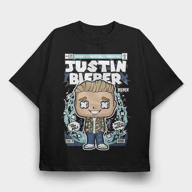Justin Bieber Comic Pop Art, Tricou Oversize Barbati (Unisex)