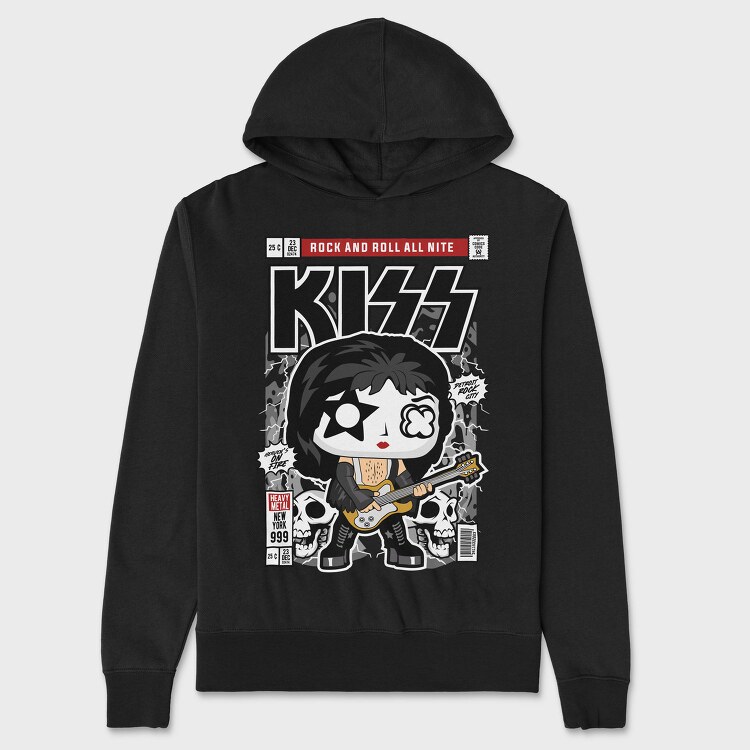 Kiss Rock Roll, Hanorac Oversize Barbati (Unisex)