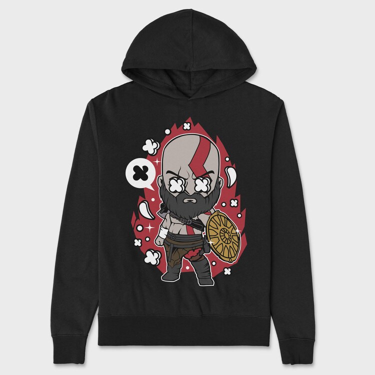 Kratos Warrior Chibi, Hanorac Oversize Barbati (Unisex)