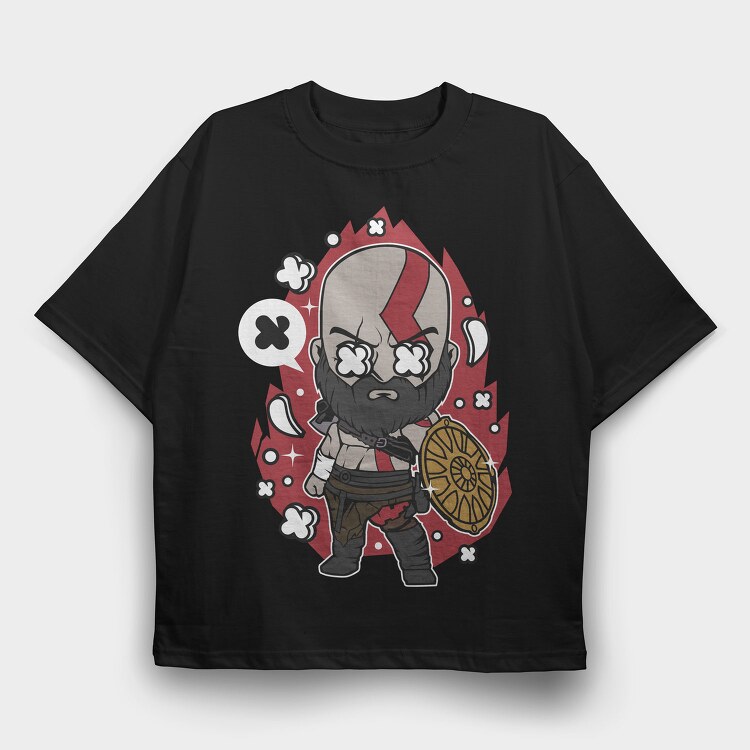 Kratos Warrior Chibi, Tricou Oversize Barbati (Unisex)
