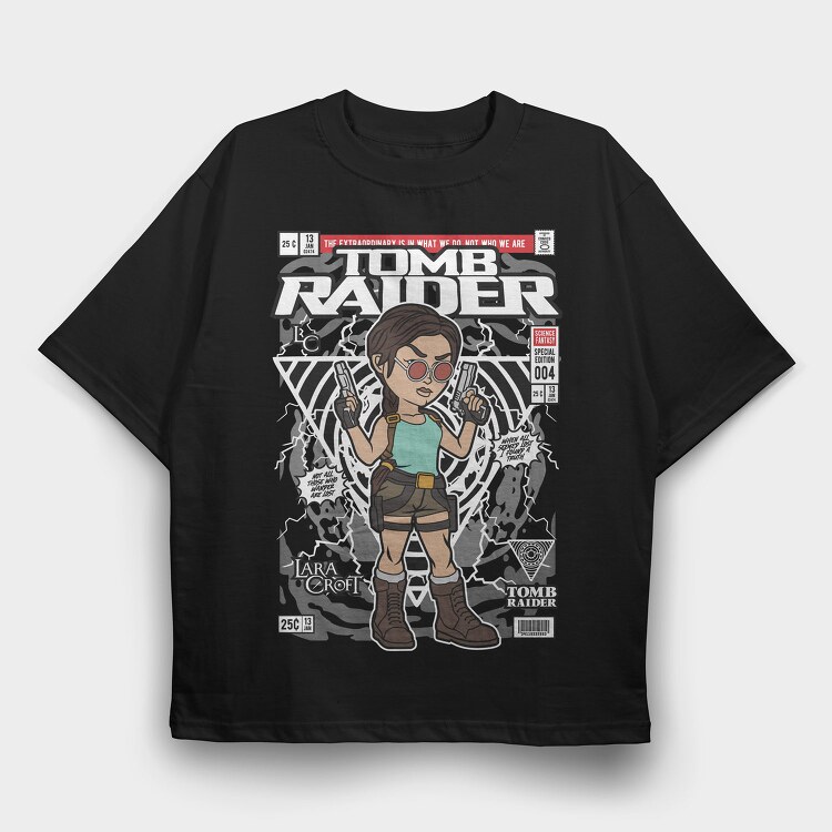 Lara Croft Adventure, Tricou Oversize Barbati (Unisex)