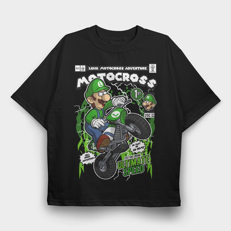 Luigi Motocross Adventure, Tricou Oversize Barbati (Unisex)