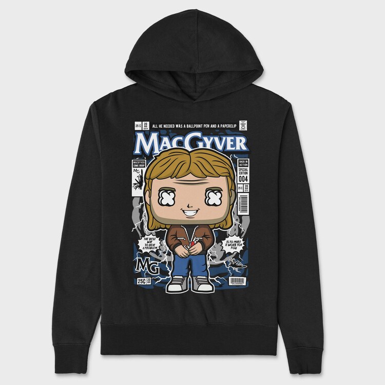 Macgyver Comic Pop, Hanorac Oversize Barbati (Unisex)