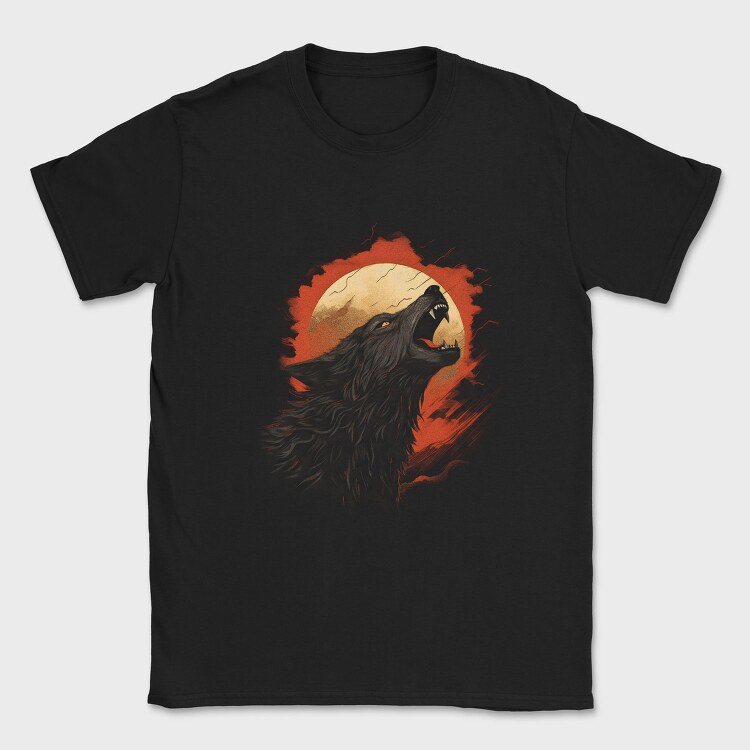 Wolf Howling Moon Red, Tricou Barbati (Unisex)