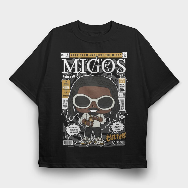 Migos Comic Culture, Tricou Oversize Barbati (Unisex)