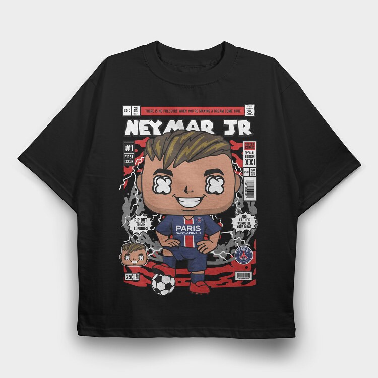 Neymar Jr Comic Style, Tricou Oversize Barbati (Unisex)