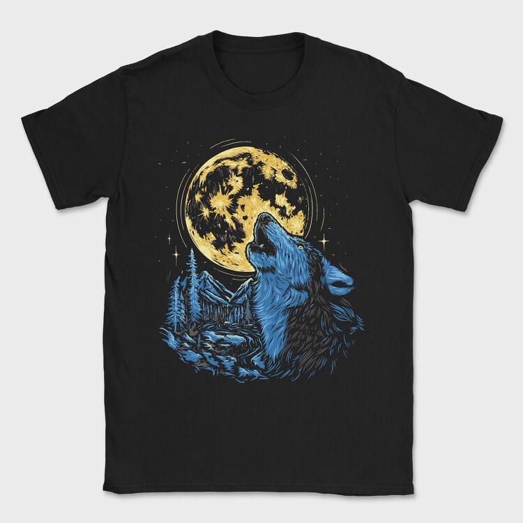 Wolf and Moon, Tricou Barbati (Unisex)