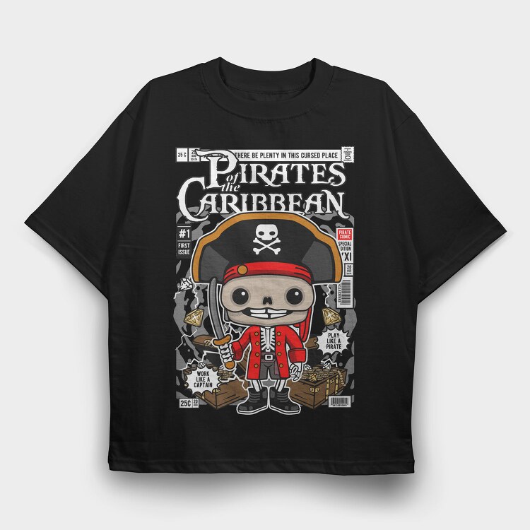 Pirate Captain Treasure Hunt, Tricou Oversize Barbati (Unisex)