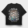 Rockstar Glasses Guitar, Tricou Oversize Barbati (Unisex)