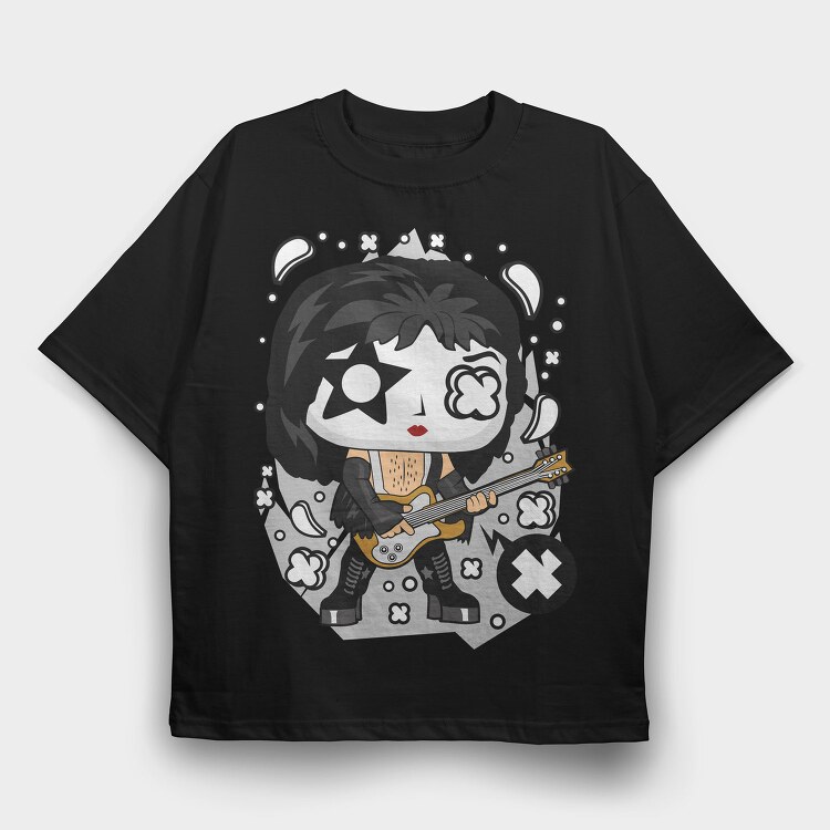 Rockstar Guitar Chibi, Tricou Oversize Barbati (Unisex)