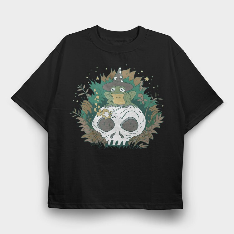 Wizard Frog Skull, Tricou Oversize Barbati (Unisex)