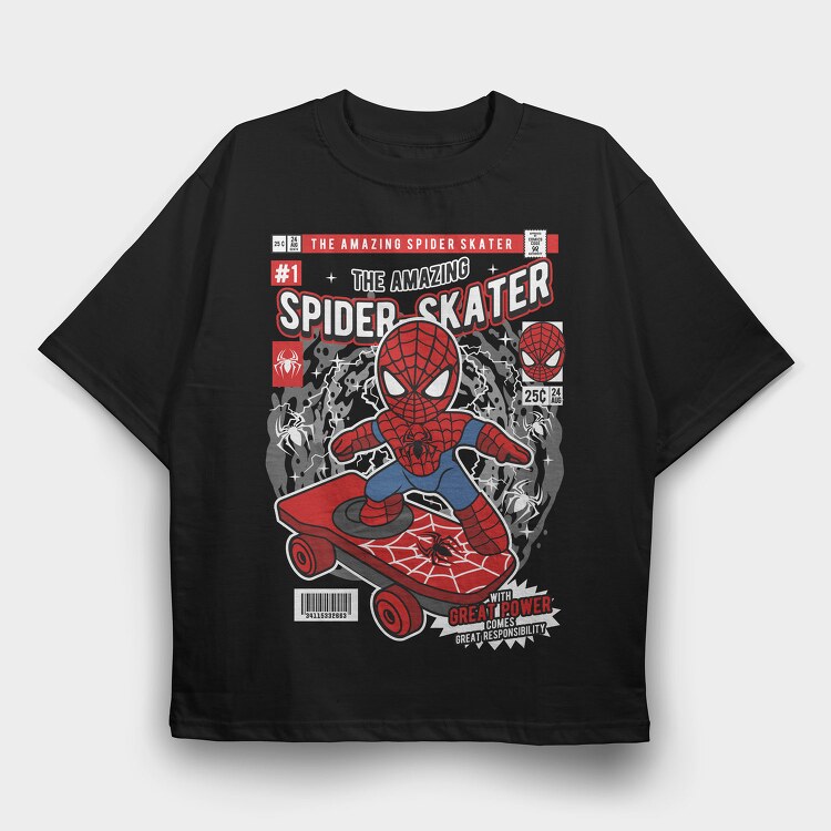 Spider Skater Marvel, Tricou Oversize Barbati (Unisex)