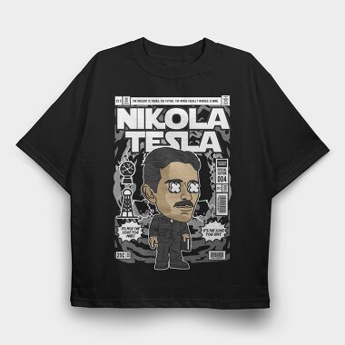 Teslas Future Vision, Tricou Oversize Barbati (Unisex)