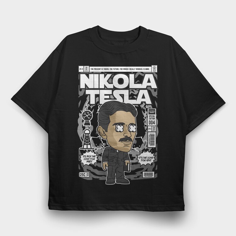 Teslas Future Vision, Tricou Oversize Barbati (Unisex)