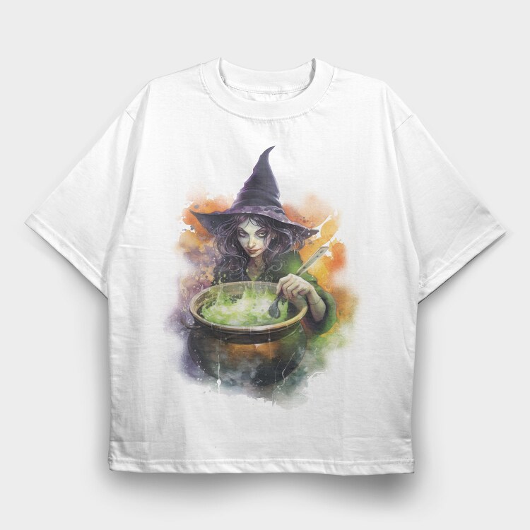 Witch Watercolor, Tricou Oversize Barbati (Unisex)