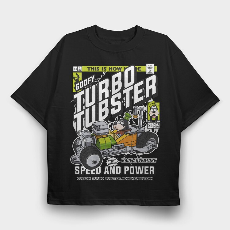 Turbo Tubster Speed, Tricou Oversize Barbati (Unisex)
